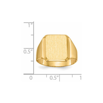 14K Gelbgold 15,0 x 12,5 mm Herren-Siegelring mit geschlossener Rückseite