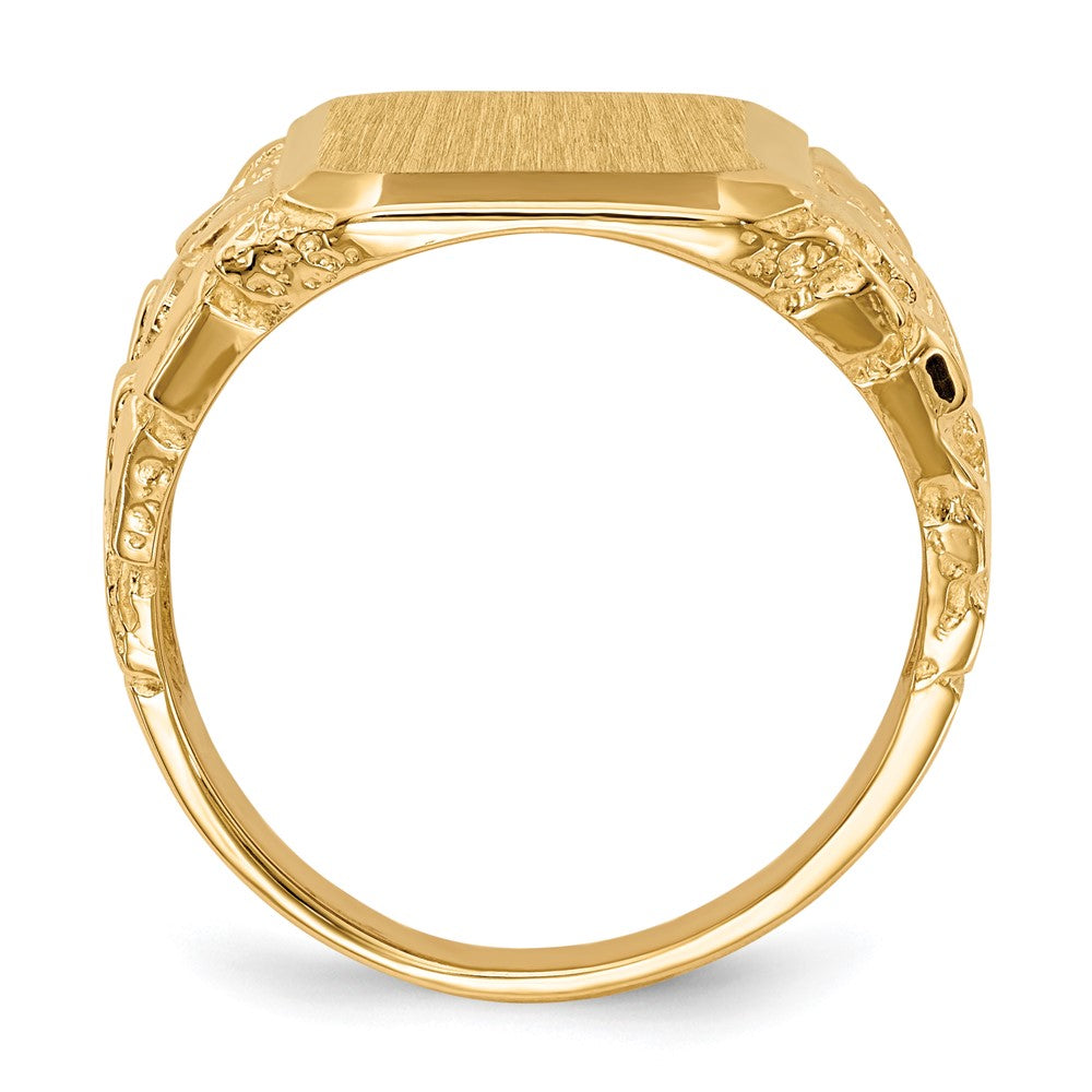 14K Gelbgold Herren-Siegelring mit offener Rückseite, 14 x 15 mm