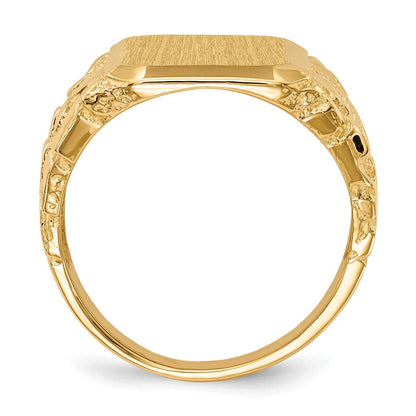 14K Gelbgold Herren-Siegelring mit offener Rückseite, 14 x 15 mm