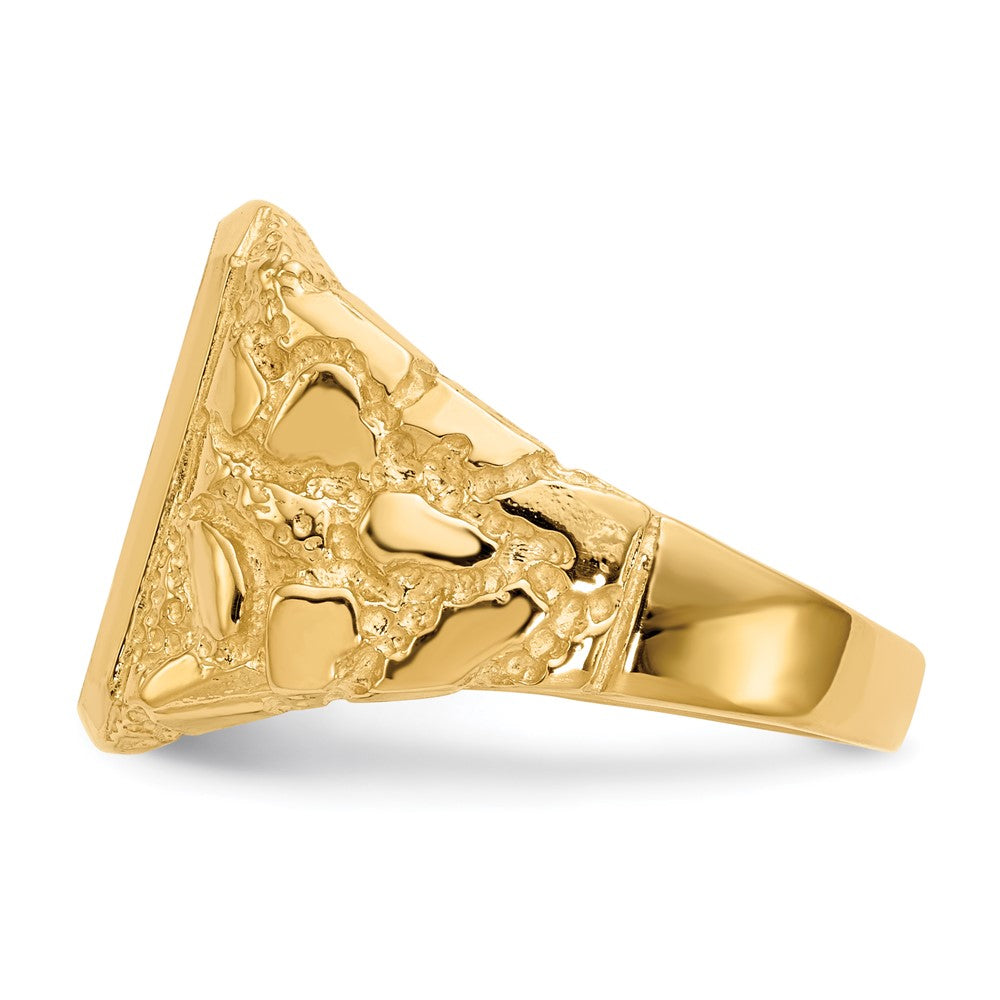 14K Gelbgold Herren-Siegelring mit offener Rückseite, 14 x 15 mm