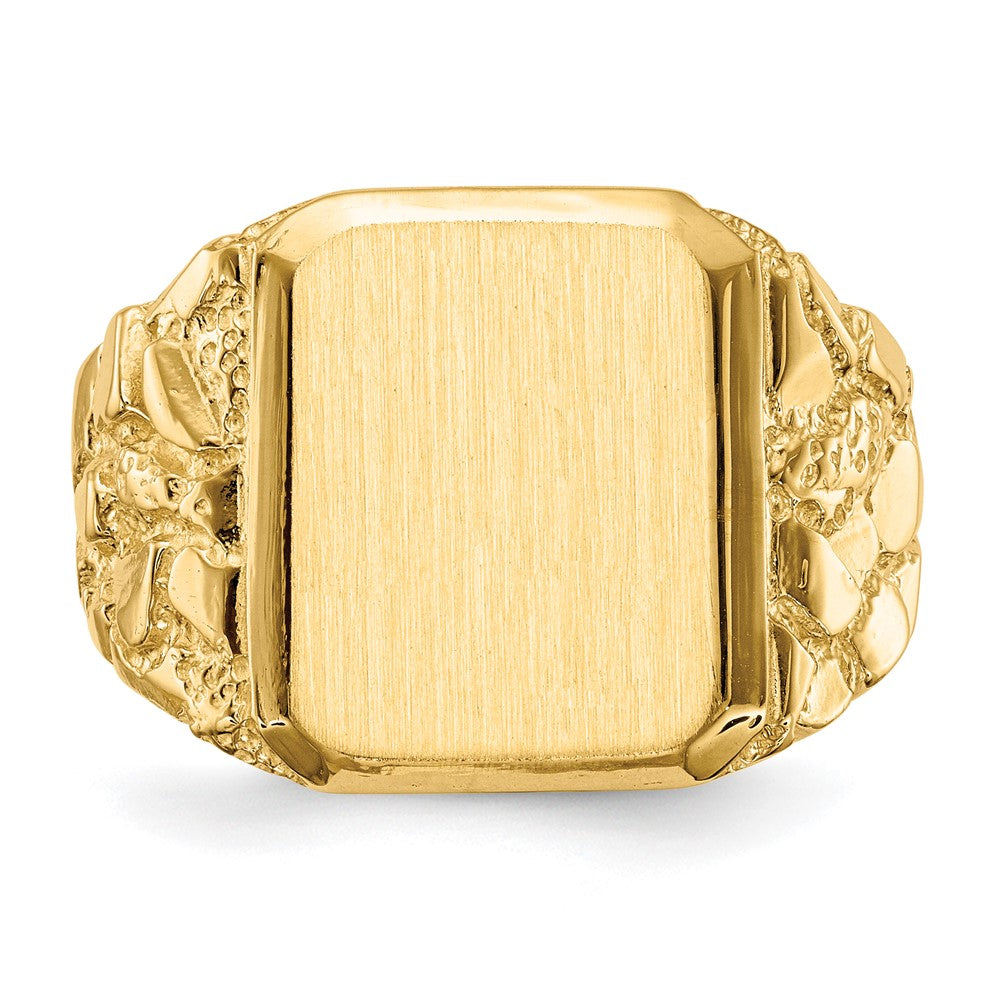 14K Gelbgold Herren-Siegelring mit offener Rückseite, 14 x 15 mm
