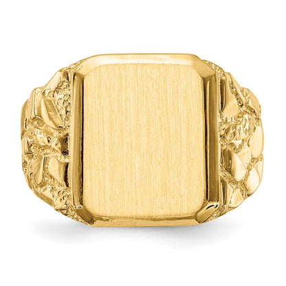 14K Gelbgold Herren-Siegelring mit offener Rückseite, 14 x 15 mm