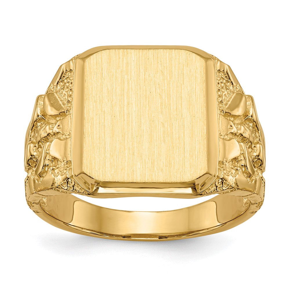 14K Gelbgold Herren-Siegelring mit offener Rückseite, 14 x 15 mm