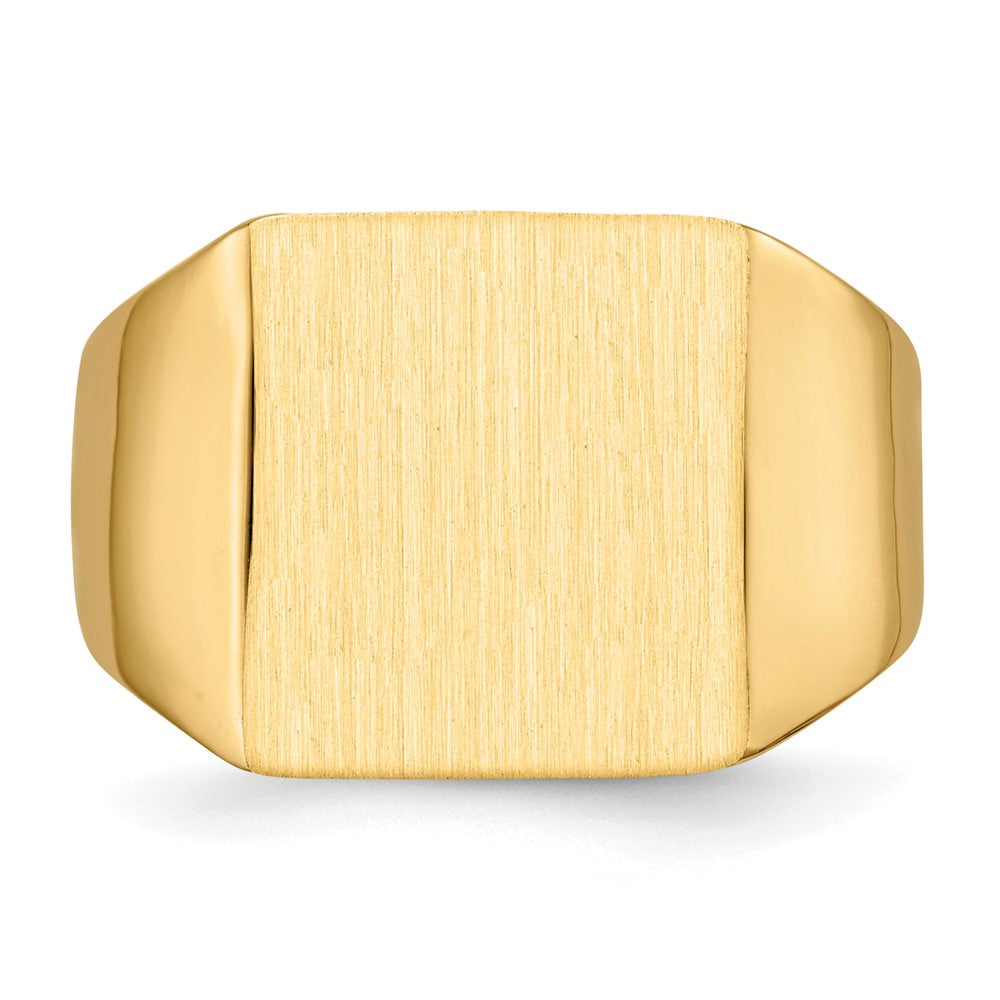 14K Gelbgold Herren-Siegelring mit geschlossener Fassung, 13,0x12,0 mm