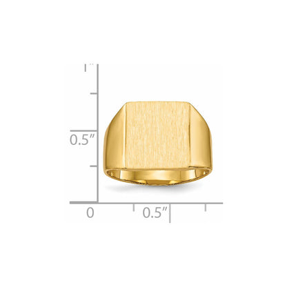 14K Gelbgold Herren-Siegelring mit geschlossener Fassung, 13,0x12,0 mm