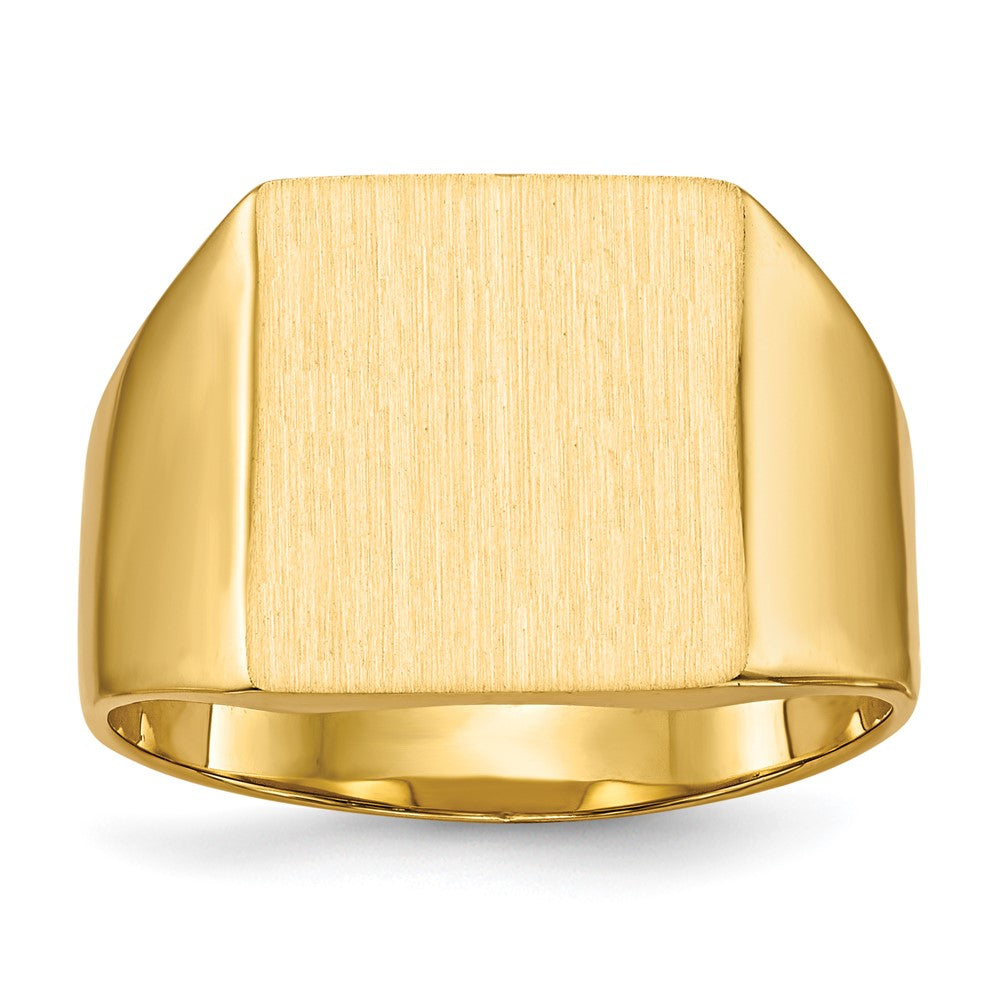 14K Gelbgold Herren-Siegelring mit geschlossener Fassung, 13,0x12,0 mm