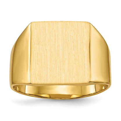 14K Gelbgold Herren-Siegelring mit geschlossener Fassung, 13,0x12,0 mm