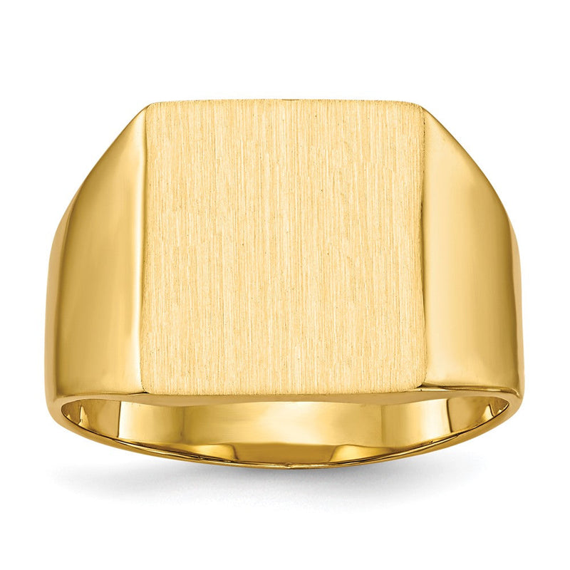 14K Gelbgold Herren-Siegelring mit geschlossener Fassung, 13,0x12,0 mm