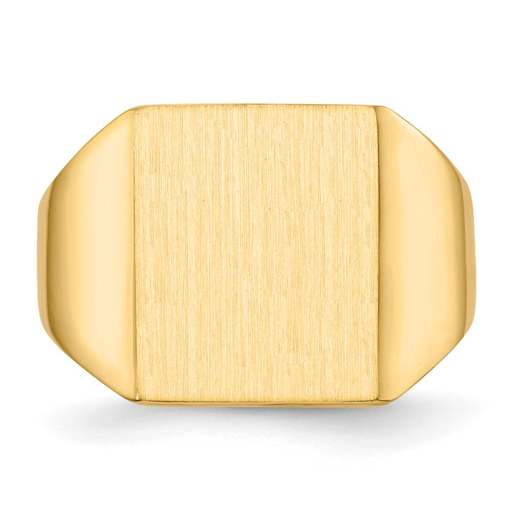 14K Gelbgold Herren-Siegelring mit geschlossener Fassung, 15,0x13,5 mm