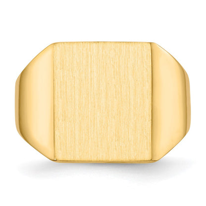 14K Gelbgold Herren-Siegelring mit geschlossener Fassung, 15,0x13,5 mm