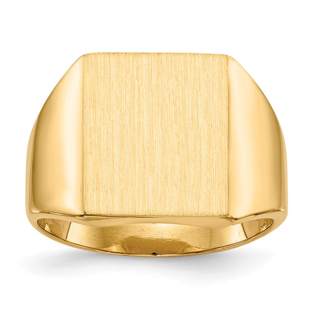 14K Gelbgold Herren-Siegelring mit geschlossener Fassung, 15,0x13,5 mm