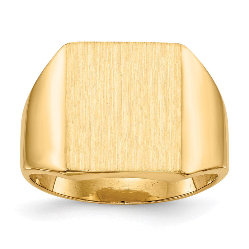 14K Gelbgold Herren-Siegelring mit geschlossener Fassung, 15,0x13,5 mm
