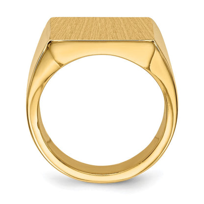 14K Gelbgold Herren-Siegelring mit geschlossener Fassung, 17,5x16,5mm