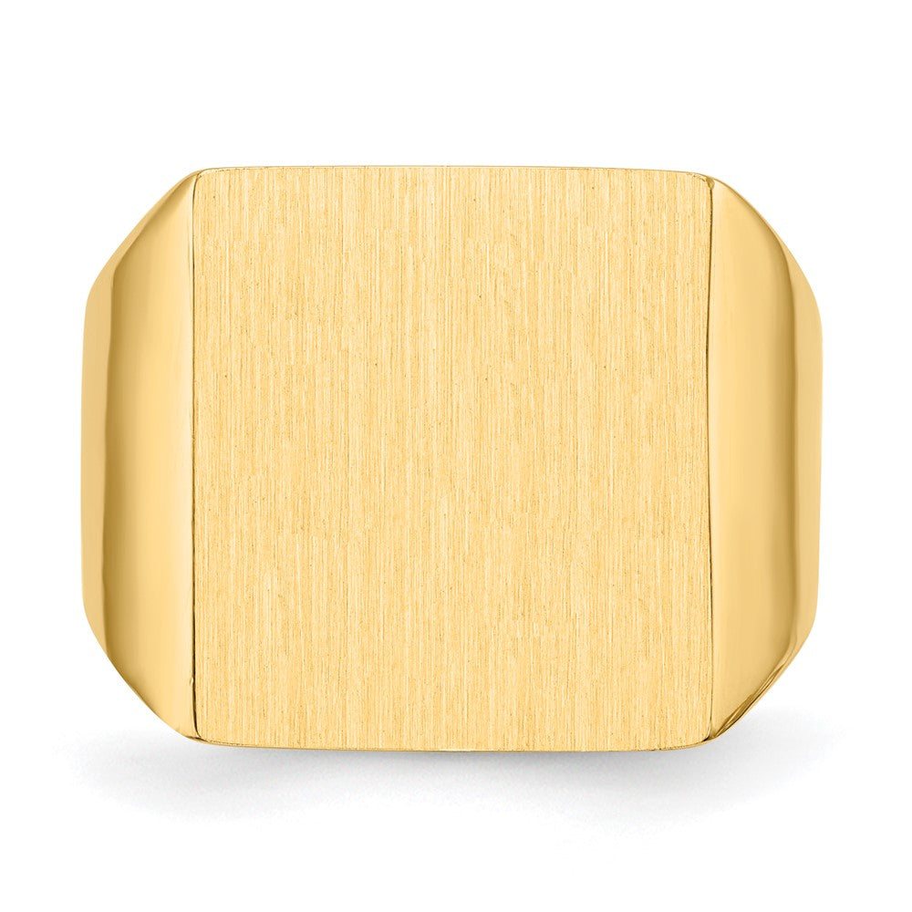 14K Gelbgold Herren-Siegelring mit geschlossener Fassung, 17,5x16,5mm