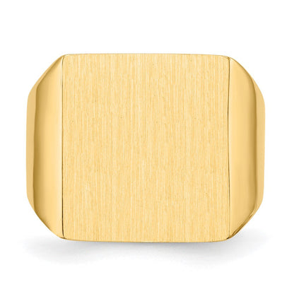 14K Gelbgold Herren-Siegelring mit geschlossener Fassung, 17,5x16,5mm