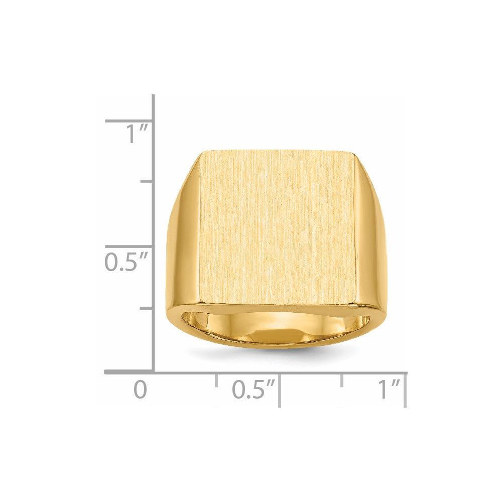 14K Gelbgold Herren-Siegelring mit geschlossener Fassung, 17,5x16,5mm