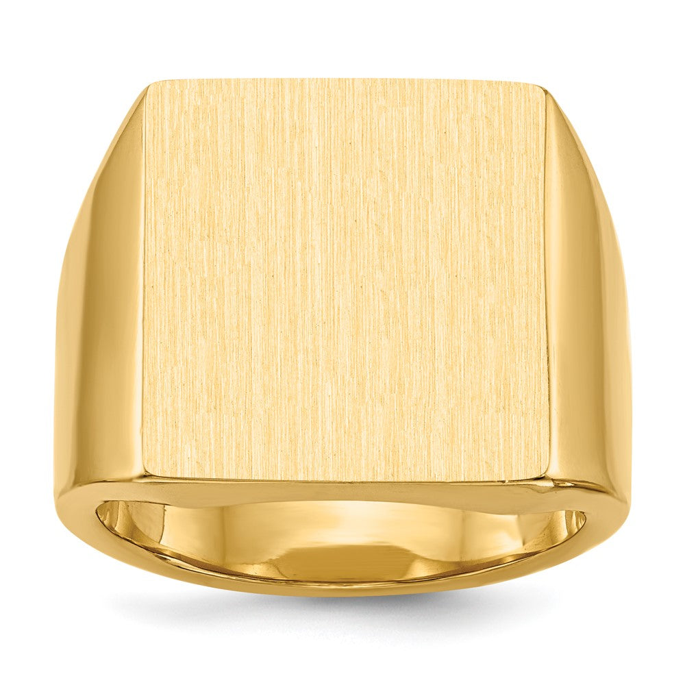 14K Gelbgold Herren-Siegelring mit geschlossener Fassung, 17,5x16,5mm