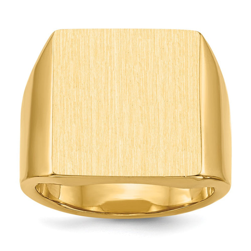 14K Gelbgold Herren-Siegelring mit geschlossener Fassung, 17,5x16,5mm