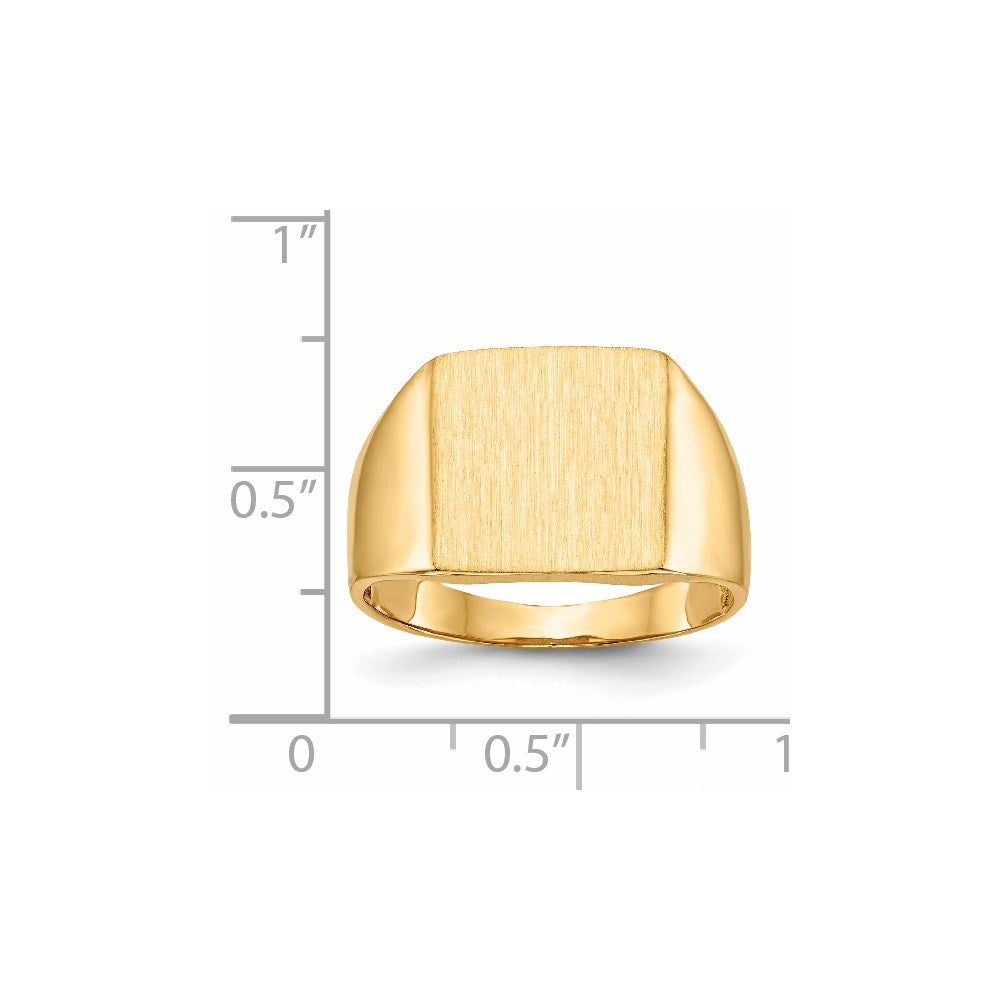 14K Gelbgold Herren-Siegelring, 13,0x13,0mm, offene Rückseite