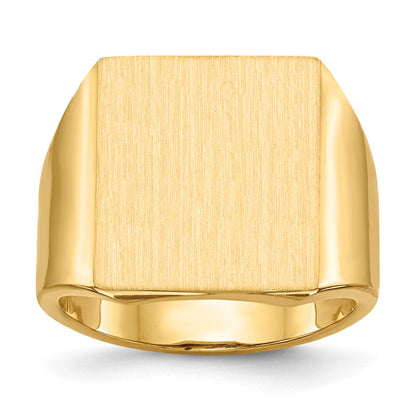 14K Gelbgold 17,5x15,0mm Herren-Siegelring mit offener Rückseite