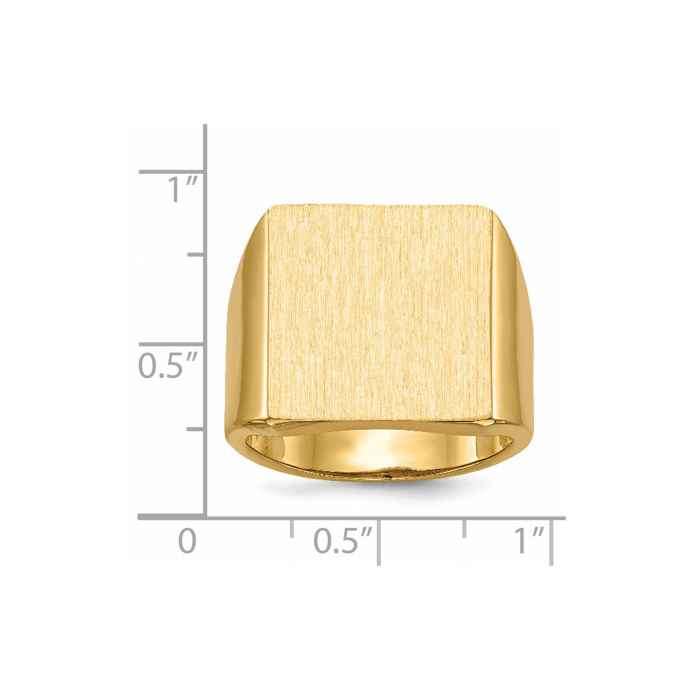 14K Gelbgold 17,5x16,5mm Herren-Siegelring mit offener Rückseite