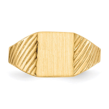 14K Gelbgold 8,0x6,0mm Kinder-Siegelring mit geschlossener Fassung