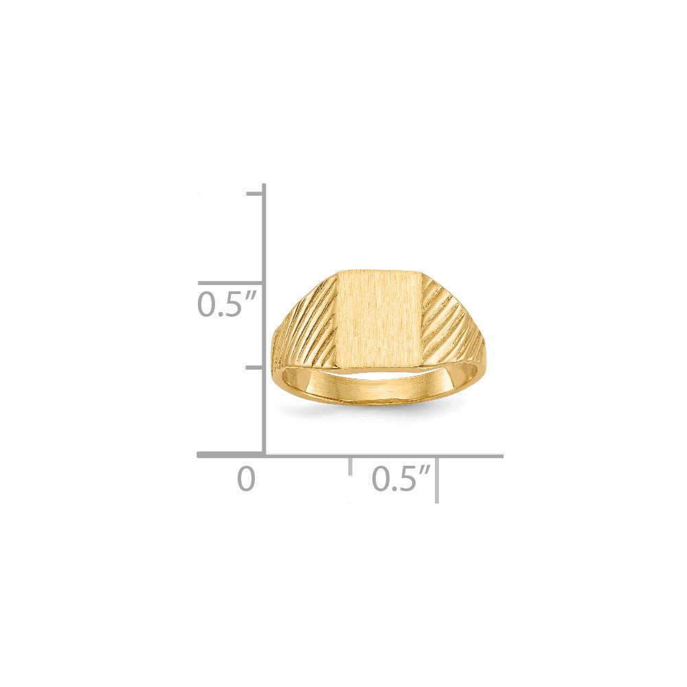 14K Gelbgold 8,0x6,0mm Kinder-Siegelring mit geschlossener Fassung