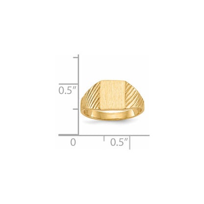 14K Gelbgold 8,0x6,0mm Kinder-Siegelring mit geschlossener Fassung