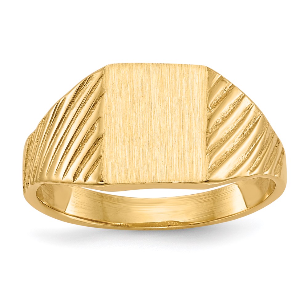 14K Gelbgold 8,0x6,0mm Kinder-Siegelring mit geschlossener Fassung