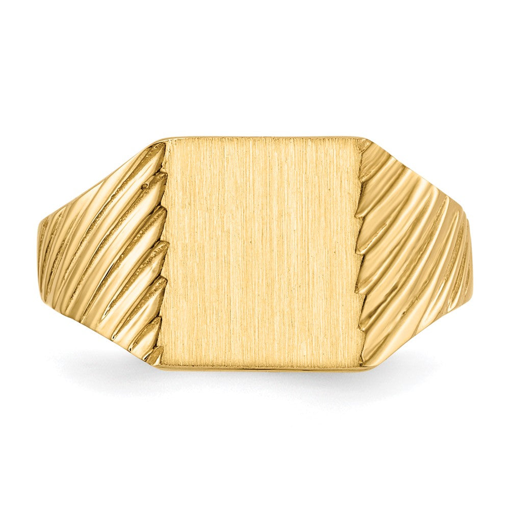 14K Gelbgold 9,5x8,0mm Siegelring mit geschlossener Rückseite