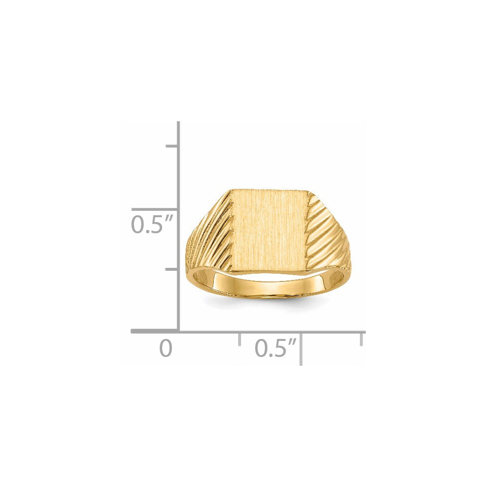 14K Gelbgold 9,5x8,0mm Siegelring mit geschlossener Rückseite