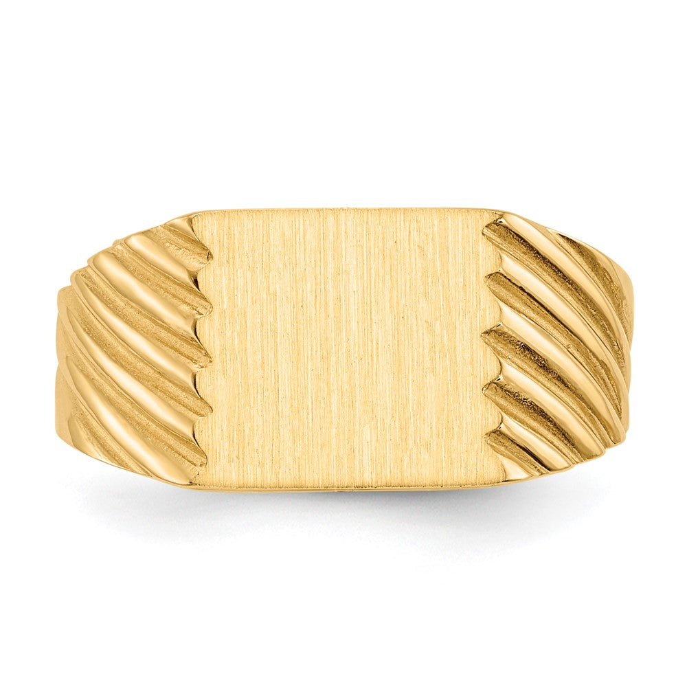 14K Gelbgold Siegelring mit geschlossener Rückseite, 9,0x9,0mm