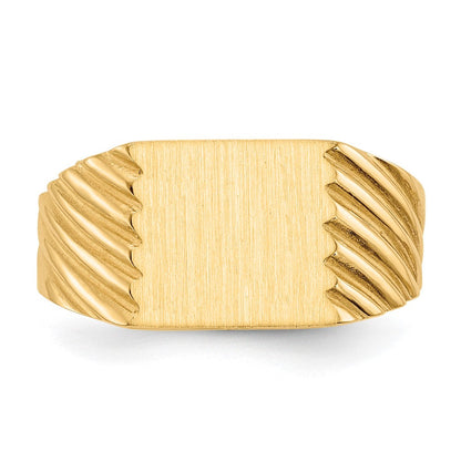 14K Gelbgold Siegelring mit geschlossener Rückseite, 9,0x9,0mm