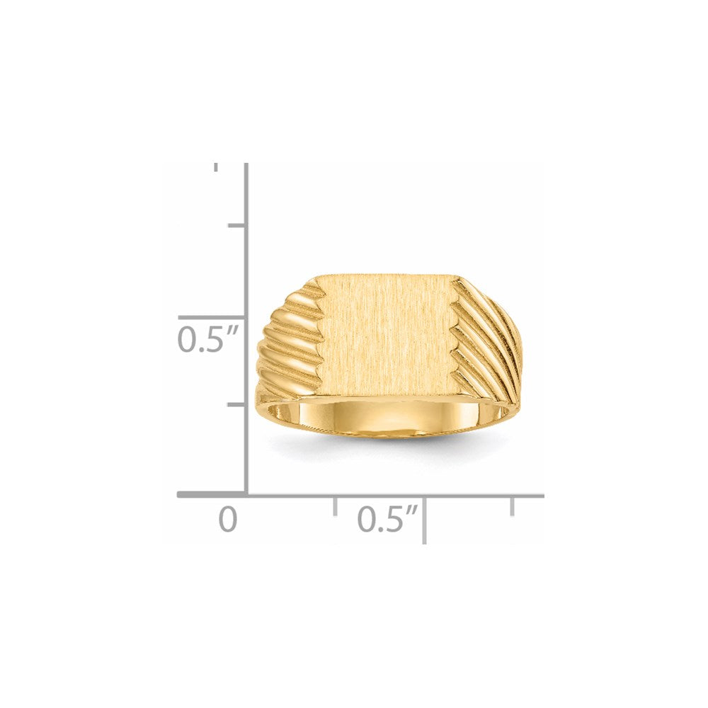 14K Gelbgold Siegelring mit geschlossener Rückseite, 9,0x9,0mm