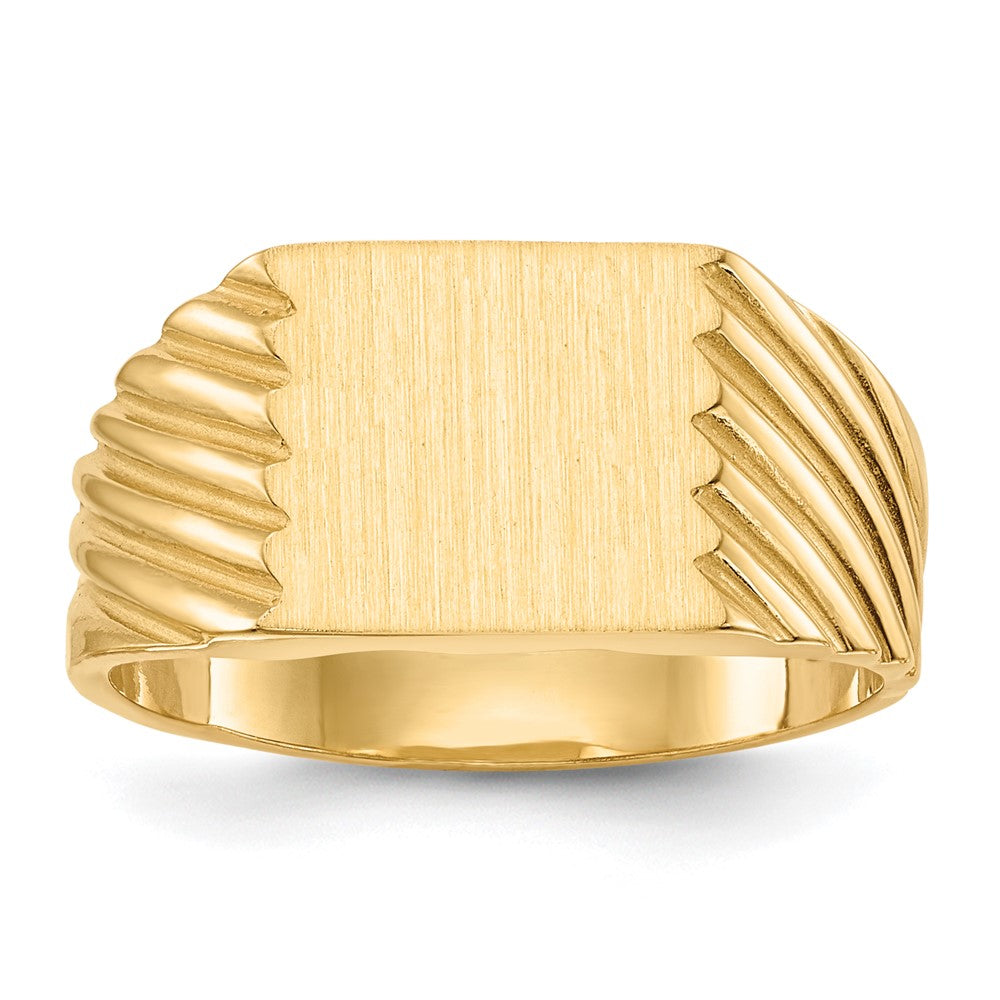 14K Gelbgold Siegelring mit geschlossener Rückseite, 9,0x9,0mm