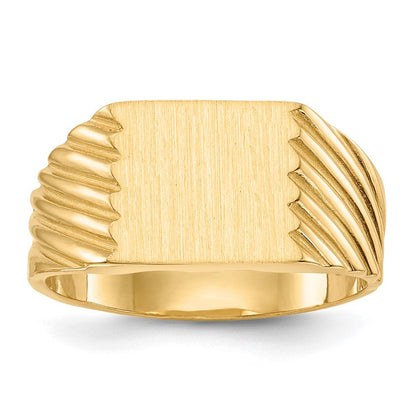 14K Gelbgold Siegelring mit geschlossener Rückseite, 9,0x9,0mm