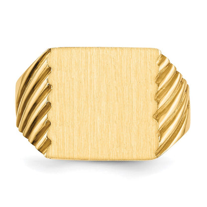 14K Gelbgold Herren-Siegelring 13,0x13,0mm mit geschlossener Fassung