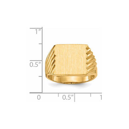 14K Gelbgold Herren-Siegelring 13,0x13,0mm mit geschlossener Fassung