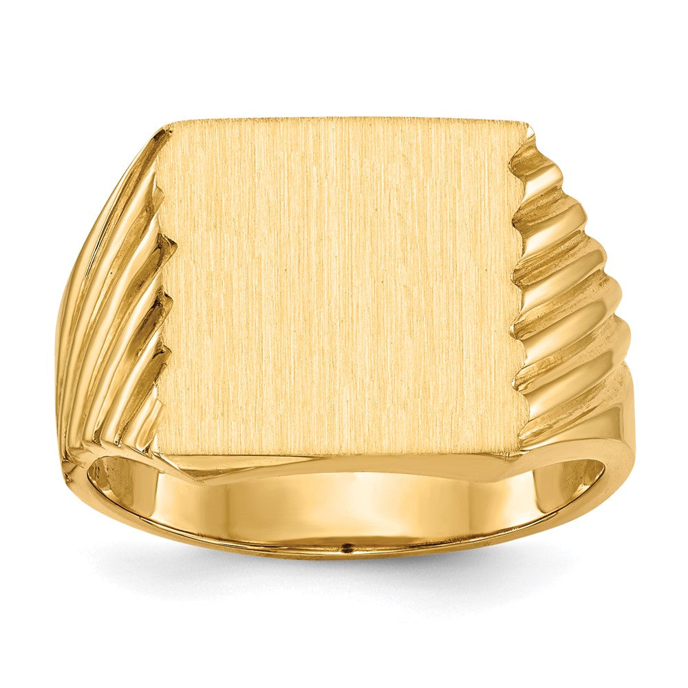 14K Gelbgold Herren-Siegelring 13,0x13,0mm mit geschlossener Fassung