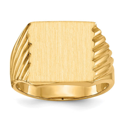 14K Gelbgold Herren-Siegelring 13,0x13,0mm mit geschlossener Fassung