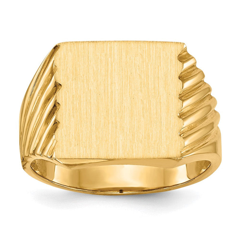14K Gelbgold Herren-Siegelring 13,0x13,0mm mit geschlossener Fassung