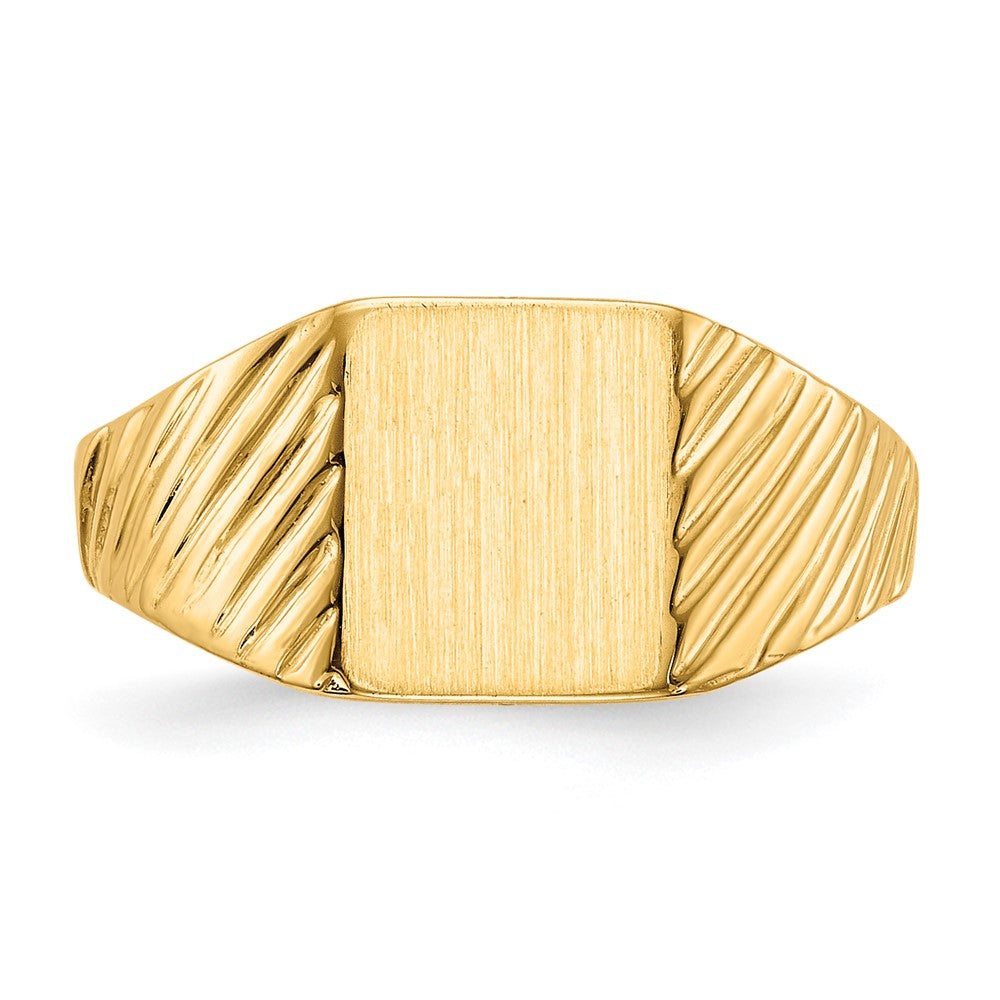 14K Gelbgold Siegelring für Kinder mit offener Rückseite, 8,5x7,0mm