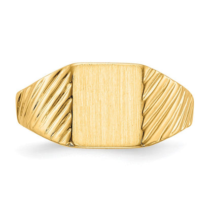 14K Gelbgold Siegelring für Kinder mit offener Rückseite, 8,5x7,0mm