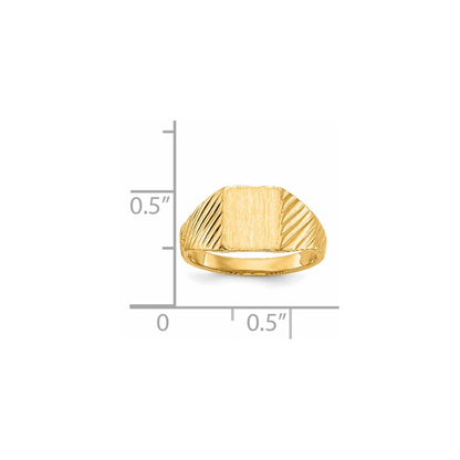 14K Gelbgold Siegelring für Kinder mit offener Rückseite, 8,5x7,0mm