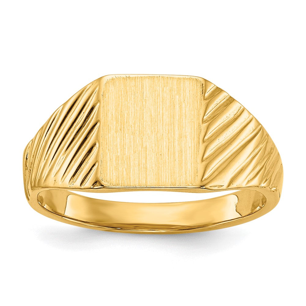 14K Gelbgold Siegelring für Kinder mit offener Rückseite, 8,5x7,0mm