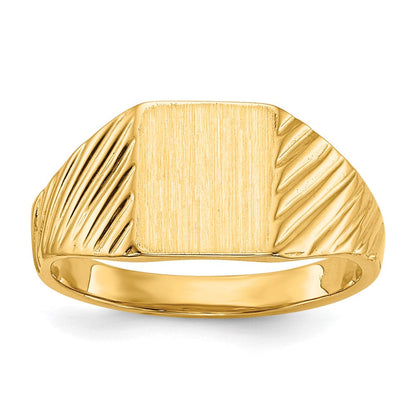 14K Gelbgold Siegelring für Kinder mit offener Rückseite, 8,5x7,0mm