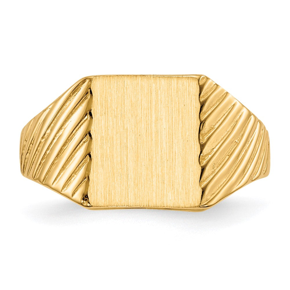 14K Gelbgold Siegelring mit offener Fassung, 9,5 x 8,0 mm