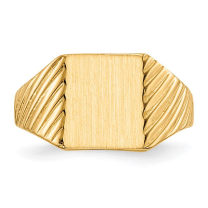 14K Gelbgold Siegelring mit offener Fassung, 9,5 x 8,0 mm