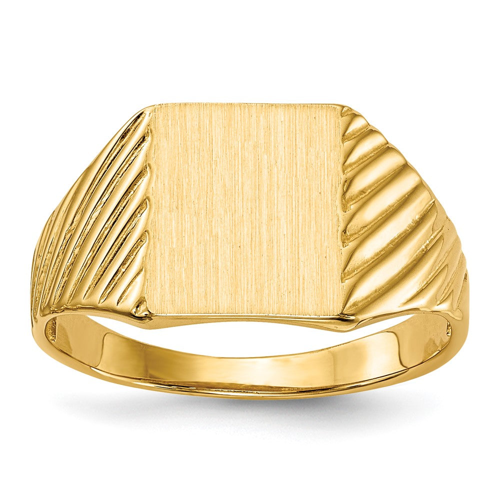 14K Gelbgold Siegelring mit offener Fassung, 9,5 x 8,0 mm