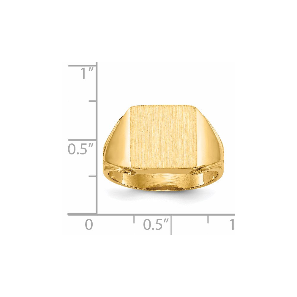 14K Gelbgold Herren-Siegelring, 12,0x12,0 mm, offene Rückseite